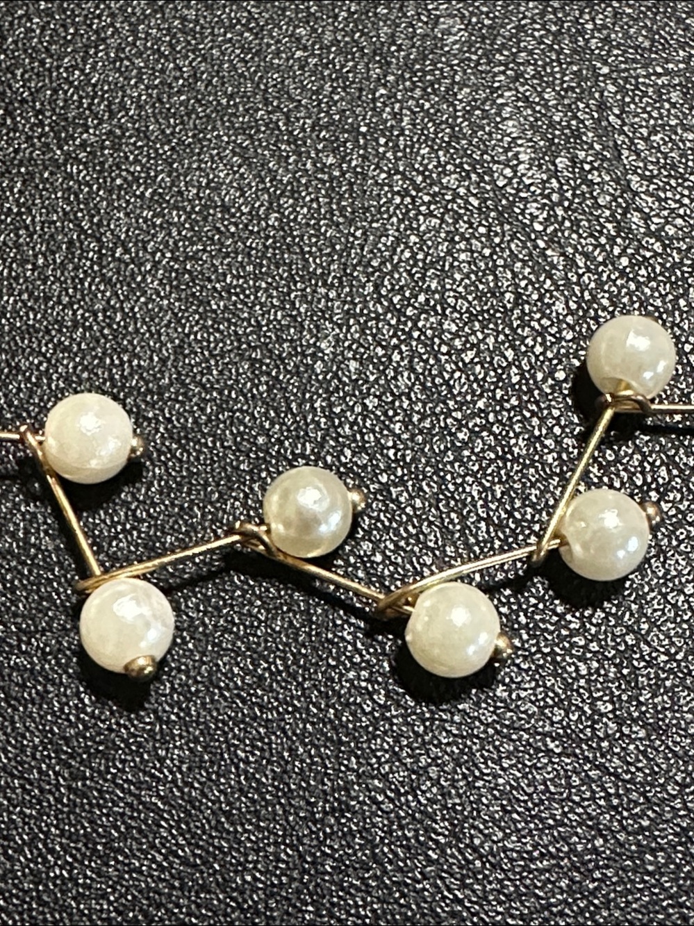 137.  Gold Tone & Faux Pearl Choker Necklace - Picture 6 of 7